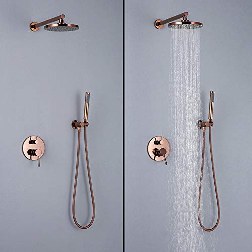 Kit de douche dissimulé or rose 8 pouces avec mitigeur encastré LWX - 5