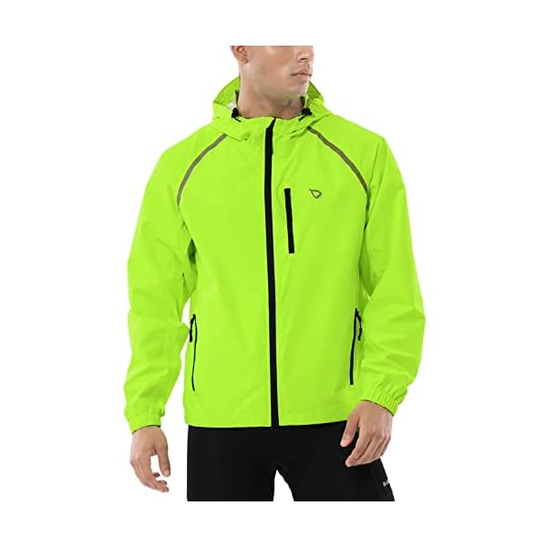 BALEAF Men's Cycling Running Jacket Waterproof Rain Windbreaker Reflective Lightweight Windproof Bike Golf Jacket Fluorescent Yellow Size XL - Image 3
