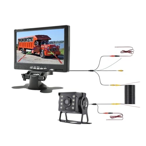 FJLKGDSP Caméra de recul for Voiture, for Camion, Moniteur HD, remorque, 9-36V, LED, étanche, avec écran 7 Pouces, Installation Facile(700A-MBUS-10M)