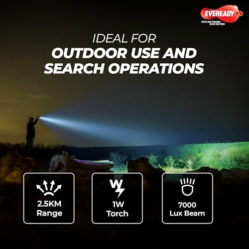 Image of Eveready DL73 Orion, 1W Emergency Torch, Durable ABS Body, Bright White LED Torch with Long Distance Beam, Powered by 3xAA Batteries