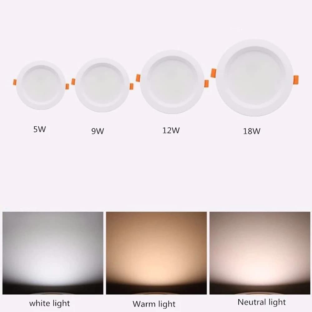 Oświetlenie sufitowe LED Downlight 2,5-6 cali z listwą maskującą, 2 sztuki, 3000 K/4000 K/6000 K, do wyboru, 3-18 W, dysk 5 W-6000 K, 5 W-6000 K,5w-6000K