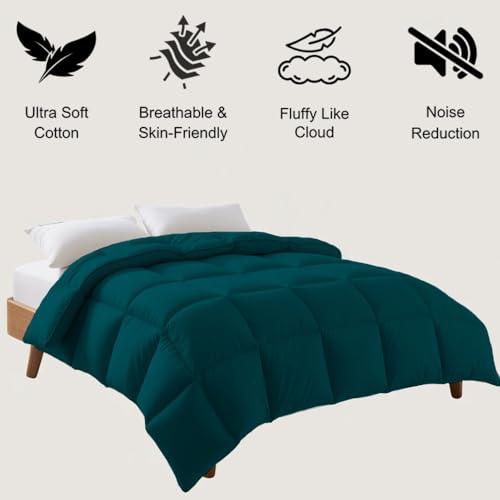 Image of Palatial King Size Comforter Set - All Season Down Alternative Bedding Comforter Set - Quilted Duvet Insert with Corner Tabs - Box Stitched Blanket - Breathable, Soft - Teal