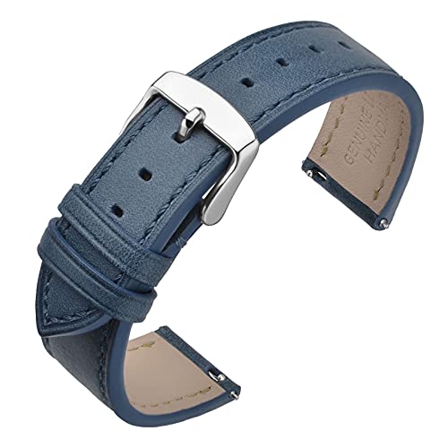 ANNEFIT Watch Band 17mm with Stainless Silver Buckle - Classic Oil Wax Leather Quick Release Watch...