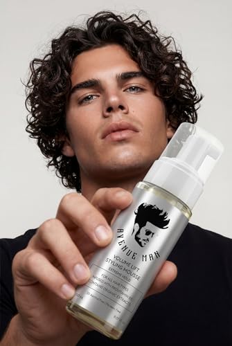 Image of Avenue Man Volume Lift Mousse - 5.07 oz Extreme Hold Hair Foam with Argan Oil, Silk Protein & Vitamin E for Strength, Thickness & Control - Styling Hair Mousse for Men - Alcohol & Paraben Free