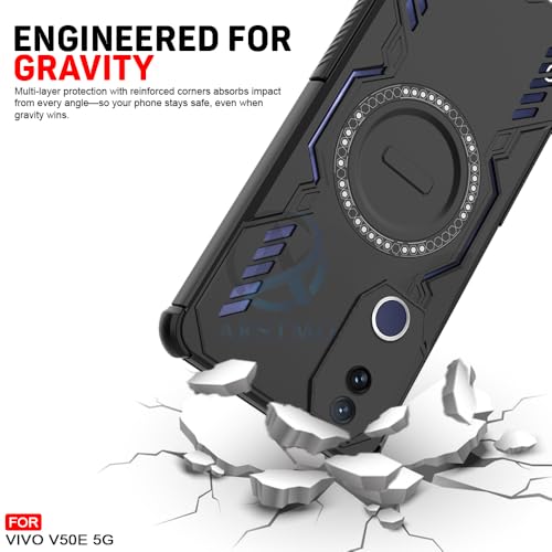 Image of AESTMO Back Case Cover for Vivo V50 / V50E / T4R / iQOO Z10R 5G | Magnetic Case with Built-in Metal Ring | Compatible with MagSafe Accessories | Shockproof Hybrid (PC + TPU, Black)
