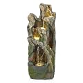 Alpine Corporation WIN1606 Outdoor Tree Trunk Water Fountain with LED Lights, Cascading Garden Fountain, Outdoor Floor Water Feature for Patio, Lawn, and Backyard 40”, Gray
