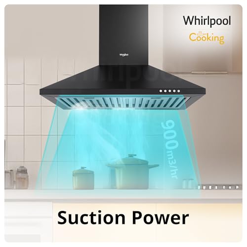 Image of Whirlpool 60cm 900 m3 /hr Baffle Filter Kitchen Chimney with 5 Years WARR on Motor | CLASSIC PLUS BF 60 BK HOOD | Black | 3 Speed Push Button Control