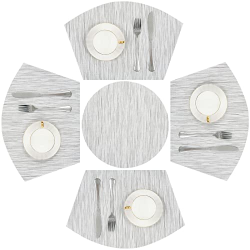 Shacos Round Table Placemats Set Of 5 Wedge Shaped Place Mat With Round Centerpiece Mat Heat Resistant Table Mats Washable  cover