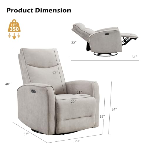 Sillón reclinable eléctrico textil gris claro miniatura 3