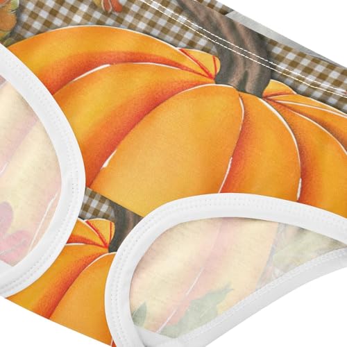 Orange Pumpkin Brown Checkered Plaid Toddler Girls Underwear 2t Cotton Panties for Girl Animals Briefs Kids Undies4