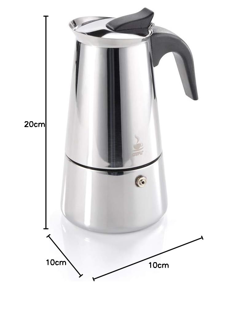GEFU Cafetera espresso original Emilio 16160, de acero inoxidable, para 6 tazas de café