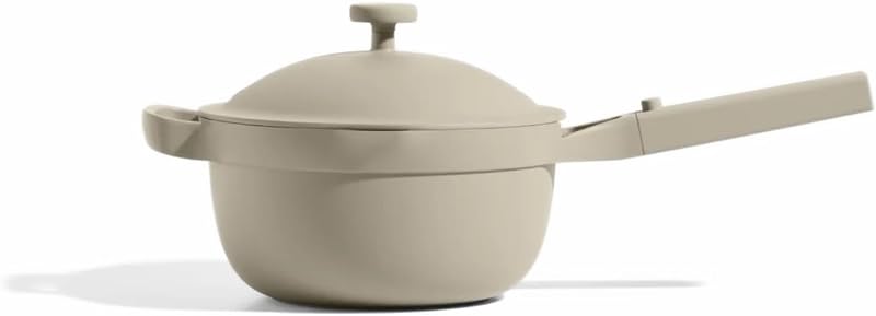 Our Place Mini Perfect Pot, olla de cerámica antiadherente de 2,5 cuartos con tapa | Utensilios de cocina de cerámica patentados 8 en 1, cacerola antiadherente sin PFAS, espátula incluida, aptos para inducción y horno hasta 450 °F