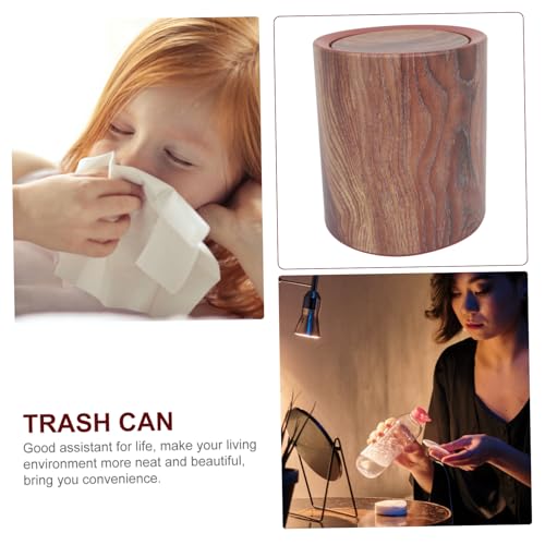 Caneca de basura rectangular con tapa abatible y diseño madera miniatura 3