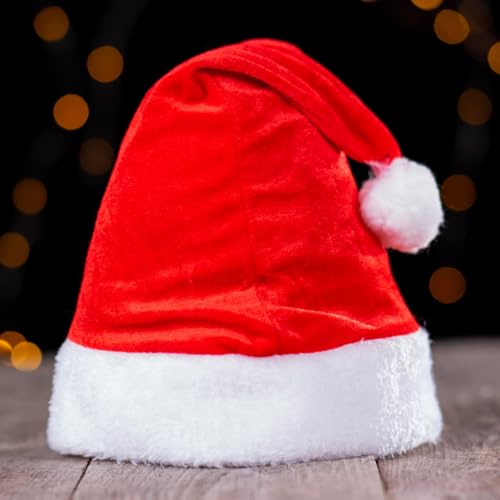 Kit 6 Peças Touca Gorro Chapéu Natal de Papai Noel Linha Luxo Confortável Algodão Veludo Vermelho Tr