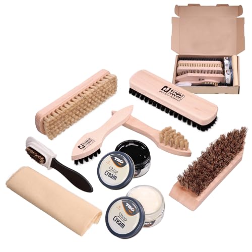 Schuhputzset II 9-tlg Schuhcreme & Schuhbürsten Set für Schuhpflege
