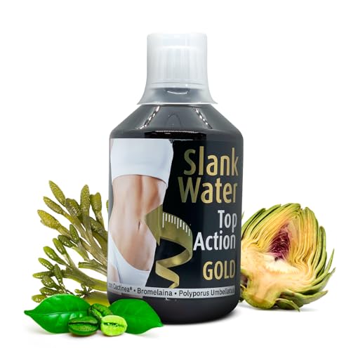 Espadiet Slank water Top Action Gold Con Fucus - Minerales, Vitaminas, Polyporus Umbellatus y Cactinea – Drenante y Activador Linfático – Eliminación de Líquido y Toxinas – Botella con 500ml