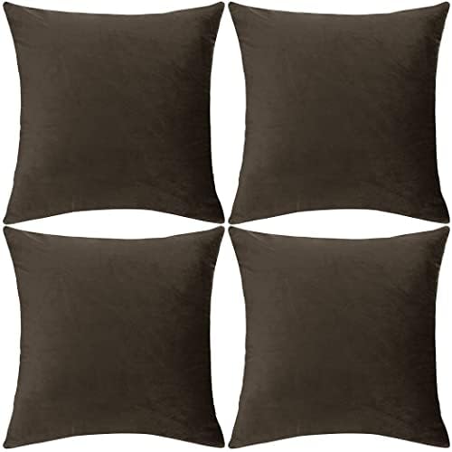 SWISSPACK Velvet Soft Decorative Square Throw Pillow Case Cushion Covers Pillowcases for Livingroom Sofa Bedroom with Invisible Zipper!BIG SIZE! 20"x20" 4 Pieces 13 Colours (AIRFORCE BLUE)