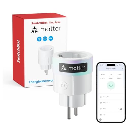 SwitchBot Plug Mini Matter-fähig mit Leistungsüberwachung, WLAN & Bluetooth, kompatibel mit Alexa, Google Home, Apple Home und Home Assistant (via Matter), Sprachsteuerung, Fernzugriff, 16A Type-F