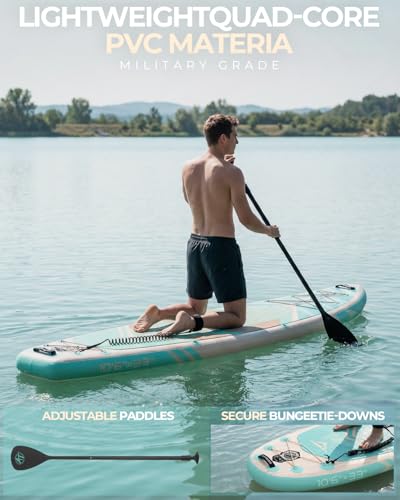 Image of 10'6''x33''Inflatable Stand Up Paddle Board, 400lbs Extra Wide Stand Up Paddleboard with Kayak Seat, Anti-Slip EVA Deck Premium SUP Accessories Kit, Non-Slip Stable Deck Boat