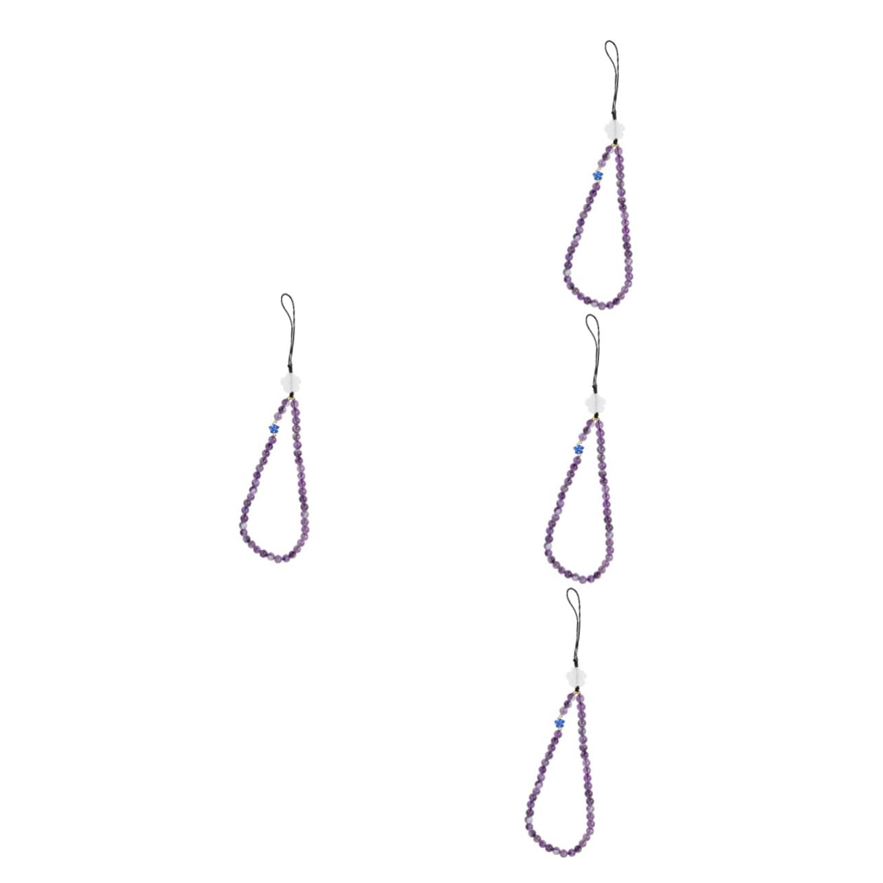 BESTonZON 4 Piezas Amatista teléfono móvil encanto soporte para teléfono con cordón encanto colgante del teléfono cordones para llaves acollador cuerda de teléfono decorativa cordón clave