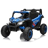 Garvee 4x4 Electrique Enfant UTV 12V avec Télécommande, Quad Electrique Enfant avec Phares LED, Musique, USB Et Bluetooth pour Enfants De 3 Ans+, Bleu