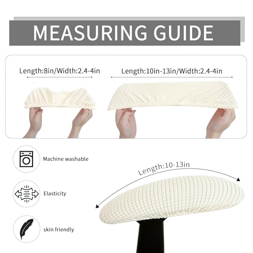 Image of FORCHEER Office Chair Armrest Covers 10-13 inch Long Stretchable Water Resistant Jacquard Desk Chair Arm Rest Covers for Computer Chair Arm Removable Washable 2 Pieces-Cream