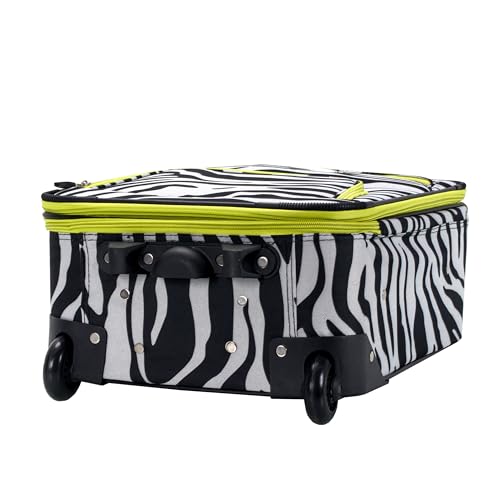 Image of Rockland Fashion Softside 2 Piece Luggage Set, Expandable, (14 inch Tote /19 inch Upright), Lime Zebra