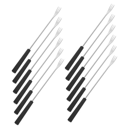 VERDANVERSE 12 piezas Tenedores para Fondue Acero Inoxidable con Mango PP Resistentes al Calor para Frutas Queso Postres Barbacoa Cocina Hogar
