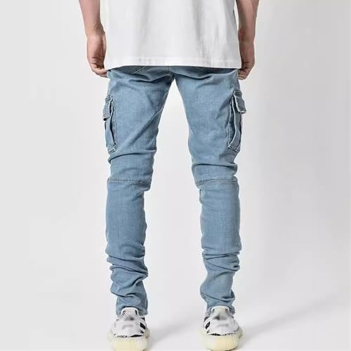 Men Jeans Regular Fit Straight Leg Cowboy Pants with Cargo Pockets Vintage Streetwear Lounge Pants Men2