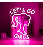Let's Go Girls Neon Sign LED Pink Neon Light Babi USB Powered Letter Light Up Sign For Girl's Roo...