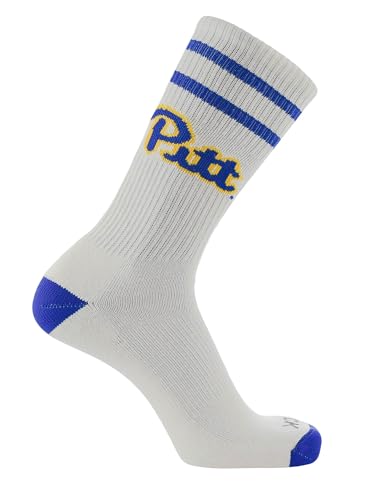 TCK Pittsburgh Panthers Socks Vintage Soft Cotton Sock with Stripes NCAA Licensed | Blue & Gold University of Pittsburgh | College Fan Gameday Apparel for Men & Women | Mens & Womens (Large)