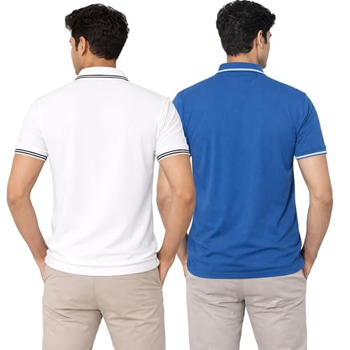 Image of Hangout Hub Men's Polo T Shirt | Solid | Plain Regular Fit Tees|Collar T-Shirts|Half Sleeves|Set of 1 & 2|HH.MP.MAR