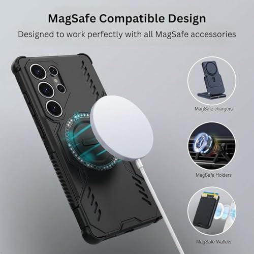 Image of ShieldTech Back Cover Case for Samsung Galaxy S25 Ultra 5G | 360 Protection Mobile Phone Case | Mag-Safe | Samsung Galaxy S 25 Ultra Back Cover | Samsung Galaxy S25Ultra 5+G - Black TPU + PC