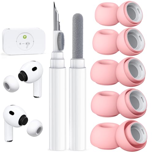 Image of 5 Pairs Replacement Ear Tips for AirPods Pro 3 (Pink) | (5 Size XXS /XS /S /M /L )Silicone Ear Tips with Cleaner kit,Noise Reduction Holewith & Built-in dust Guard Screen