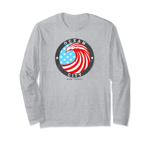 Ocean City, NJ Summertime Patriotic 4th Pride Surf Manga Larga