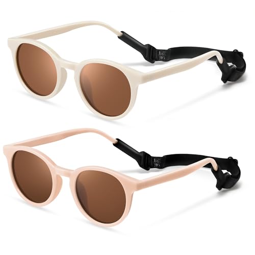 Image of Cute Kids Polarized Sunglasses,Baby Sun Glasses with Strap for Toddler Girls Boys Flexible Round UV Protection
