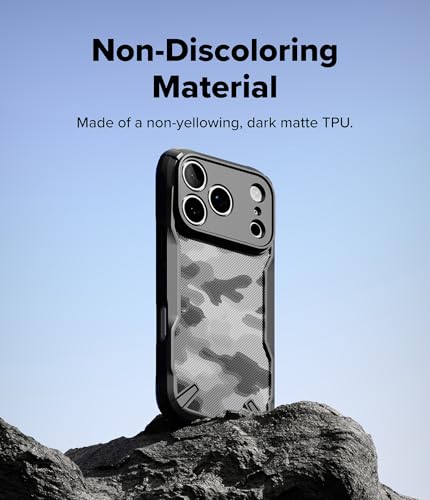 Image of Ringke Fusion-X Compatible with iPhone 17 Pro Case Back Cover Military Camo Hard Back Soft Flexible TPU Bumper Scratch Resistant Shockproof Protection - Camo Black
