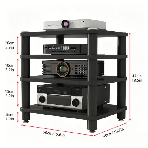 Rack stéréo marron de 47cm doté de finitions soignées pour équipement audio