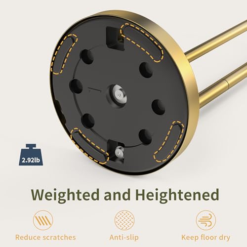 Image of Toilet Paper Holder Stand, Modern Bathroom Free Standing Toilet Paper Holder with Storage for 4 Rolls, Post Pivoting Toilet Paper Stand Stainless Steel Tissue Rack, Heavy Stable Base(Brushed Gold)