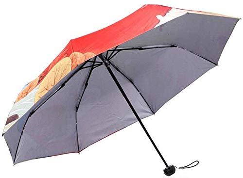 Preisvergleich Produktbild Winddichtes Regen Regenschirm Umberllas Folding Umbrella Sonnenschirm Sommer Leichte UV Cut 8 Knochen 3 Falten Falten Dach for das Halten Wetter Regenschirm mit Regenschirm-Abdeckung Wasserdicht Regen