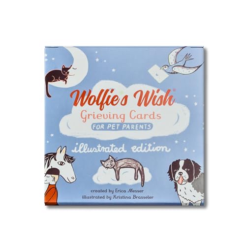 Wolfie's Wish Tarjetas de condolencias ilustradas para pérdida de mascotas, incluyendo tarjetas de condolencias de perros y gatos con sobres, tarjetas de afirmación de duelo, mejores deseos, tarjetas