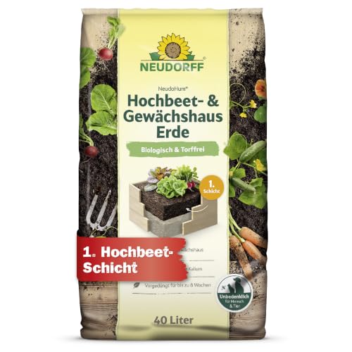 Neudorff NeudoHum Hochbeet- & GewächshausErde 40 L – Torffreie...