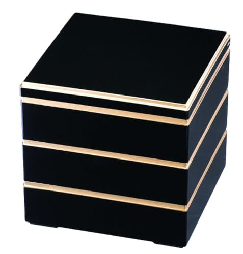 J-kitchens Heavy Box, 3 Tiers, 6.5 Inches, Yamato School Kura, Heavy Box, Kurobuchi Gold, 7.8 x 7.8 x 7.6 inches (19.8 x 19.8 x 19.2 cm), Made in Japan
