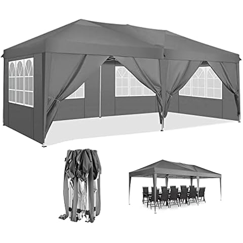 COBIZI Gazebo 3 x 6 m Waterproof with 6 Side Walls Pop-Up UV Protection 50+ Garden Safe Folding Gazebo Heavy Duty 3 Height Adjustable Easy Assembly for Festival Garden Party (3 x 6 m, Blue) Cover