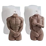Cestony 2Pcs 3D Muscle Male and Shy Female Body Shape Candle Silicone Molds for DIY Candle Resin Pillar Aromatherapy Candles Wax Soap Flower Specimen Clay Craft Desk Decor Making Tools