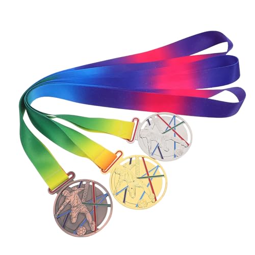 Medallas de fútbol infantil Beaupretty en aleación pack de 3 insignias deportivas escolares