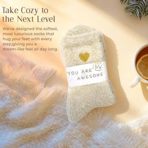 Image of American Trends Fuzzy Socks for Women in Gift Box, Ultra-Soft Cloud Sleep Socks Gifts for Women, Ready to Gift