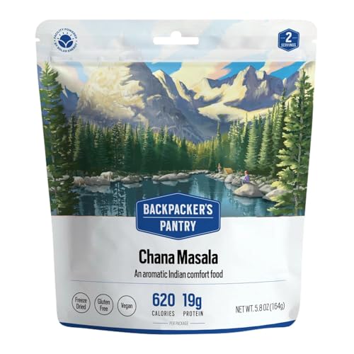 Backpacker's Pantry Chana Masala, 2 Servings Per Pouch(1 count), Freeze Dried Food, 14 Grams of Protein, Vegan, Gluten Free