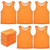 Sintege 12 Pcs Soccer Pinnies Basketball Jersey Team Practice Vests Nylon Mesh Scrimmage for Youth Kids Sports Football (Orange,Medium)