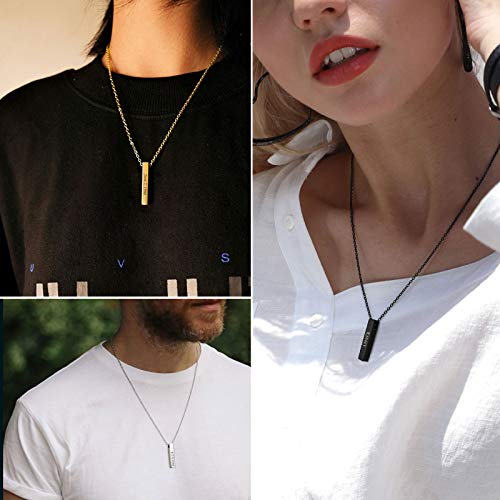Cremation Urn Necklaces For Ashes For Women Girls Personalized Vertical Bar Necklace Stainless Steel Cuboid Stick Waterproof Hair Keepsake Memorial Jewelry #TOP3